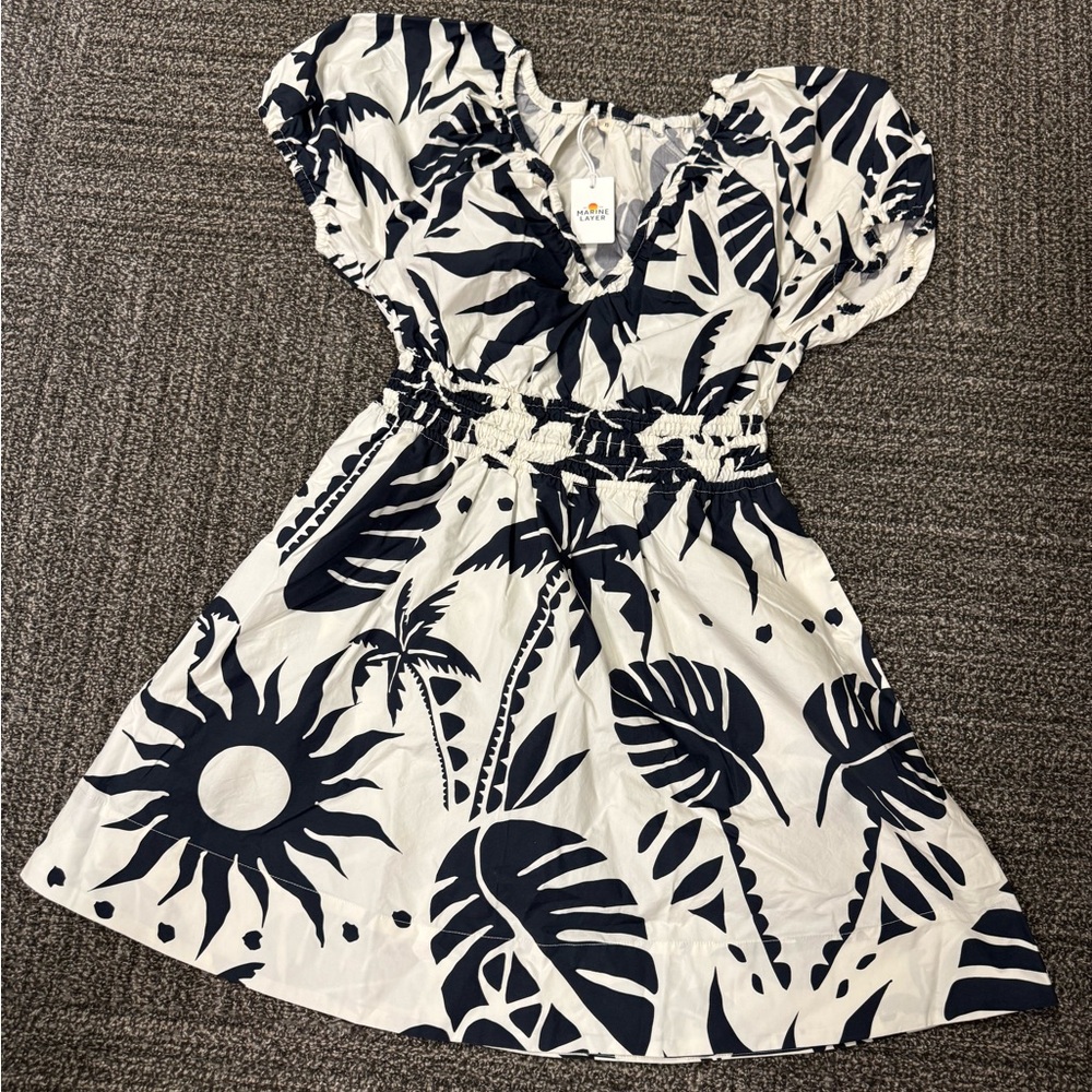 Marine Layer Navy and White Emery Poplin Mini Dress -  XS NWT